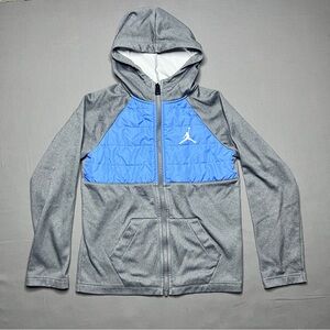 Jordan Boys Gray and Blue Hooded Full-Zip Size Small
